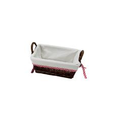 Cesta Grande Retangular de Ratan com Tecido Vermelho