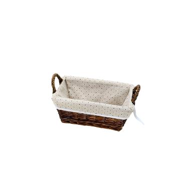 Cesta Grande Retangular de Ratan com Tecido Floral