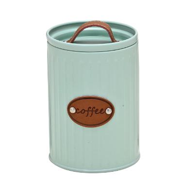 Lata Verde Menta com Al�a de Couro para Caf�