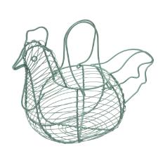 Cesta Galinha Verde Menta em Metal para Ovos