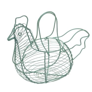 Cesta Galinha Verde Menta em Metal para Ovos