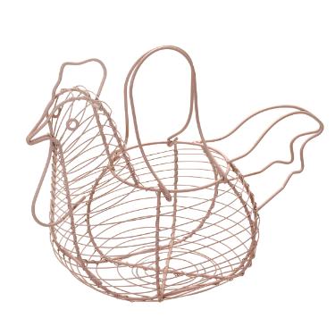 Cesta Galinha Rosa em Metal para Ovos