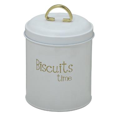 Lata Branco com Dourado para Biscoito