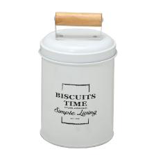 Lata Branca para Biscoito com Pegador de Madeira