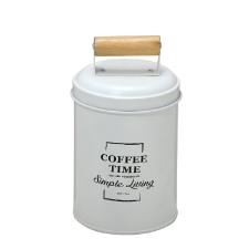 Lata Branca para Caf� com Pegador de Madeira
