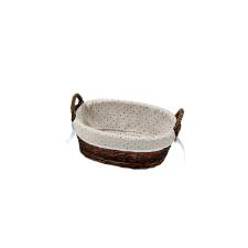 Cesta M�dia Oval de Ratan com Tecido Floral