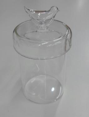 Pote de Vidro com P�ssaro na Ponta