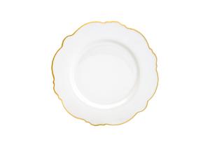 Prato de Sobremesa Maldivas Branco com Fio Dourado 21cm