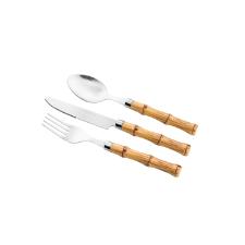 Faqueiro de A�o Inix com Cabo de Plastico Bamboo 24 Pe�as