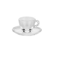 X�cara de Cristal com Pires para Caf� Pearl