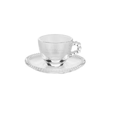 X�cara de Cristal com Pires para Caf� Pearl