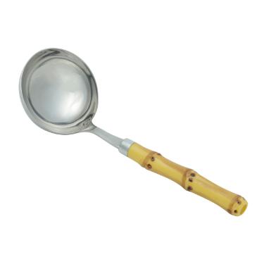 Concha para Sopa de A�o com Cabo de Pl�stico Bambu Natural Luxo