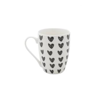 Caneca de Porcelana Branca com Cora��es