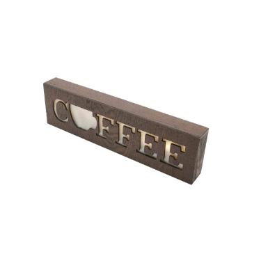 Quadro de Madeira Light Box Coffee Marrom
