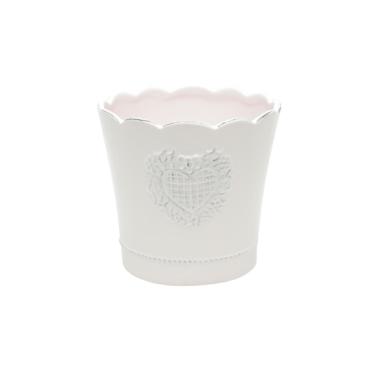 Vaso de Cer�mica Glazed Heart Round Rosa