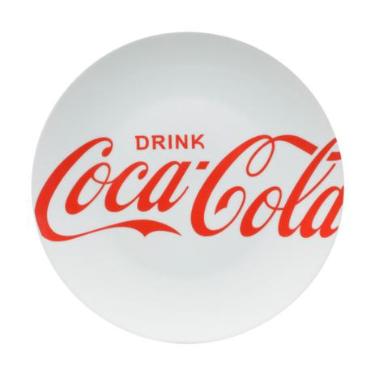 Jogo 2 Pratos de Jantar Coca-Cola Drink Branco