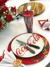 Jogo 2 Pratos de Jantar Coca-Cola Drink Branco