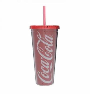 Copo com Canudo Coca-Cola Vermelho