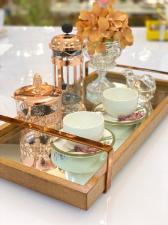 Bandeja Castanha na Laca Espelhada com Al�as Cobre Ros�