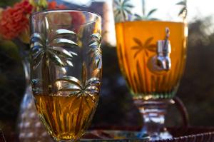 Jarra de Cristal de Chumbo Palmeira Pintada a M�o