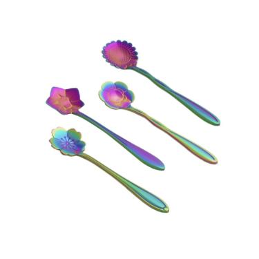 Conjunto com 4 Colheres para Ch� Flores Rainbow