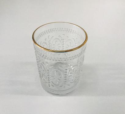 Copo de Vidro com Borda Dourada