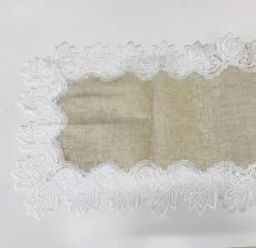 Caminho de Mesa Bege com Borda Branca Rafimex