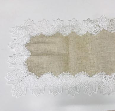 Caminho de Mesa Bege com Borda Branca Rafimex