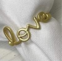 Jogo com 4 Porta Guardanapos em Metal Love Dourado