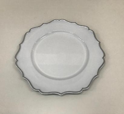 Sousplat Branco com Prateado