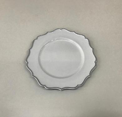 Sousplat de Ch� Branco com Prateado