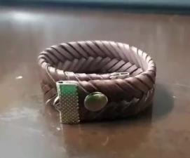 Porta Guardanapo de Couro Tran�ado