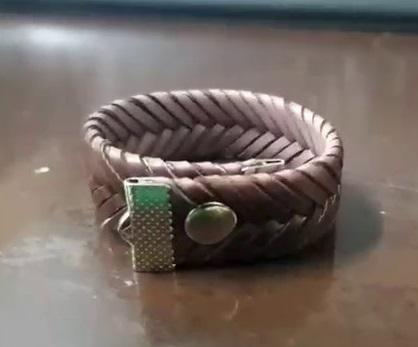 Porta Guardanapo de Couro Tran�ado