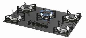 Fog�o Cooktop Fischer 5 Bocas Vidro Preto 1642-6985 Bivolt
