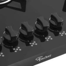 Fog�o Cooktop Fischer 5 Bocas Vidro Preto 1642-6985 Bivolt