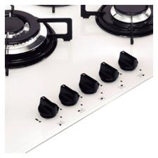 Cooktop a G�s Tramontina Glass 70cm 5 bocas com 1 Tripla Chama Bivolt Vidro Branco