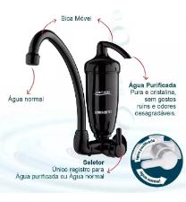 Torneira Parede com Filtro Acqua Bella Preta
