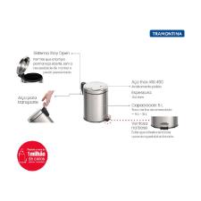 Lixeira Inox com Pedal Brasil 5 L Tramontina