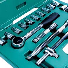 Jogo De Soquetes Estriados 1/2 Polegada 18 Pe�as SATA ST09203SJ