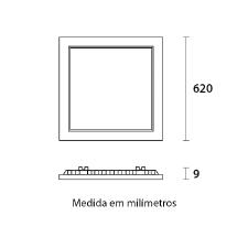 Blumenau - Plafon LED Slim 40W 6500k Embutir Quadrado 62cm  Alum�nio Branco Frio