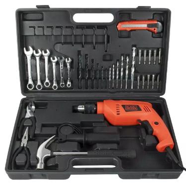 Furadeira de Impacto 1/2  Black + Decker HD565K com Kit Box Ferramentas 550W