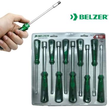 Jogo de Chaves Canh�o tipo Industrial com 10 Pe�as de 4 a 13mm - BELZER - 252010BN