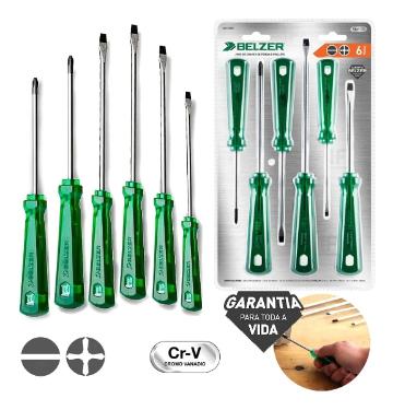 Kit Jogo de Chaves Fenda e Phillips 6 Pe�as BELZER 232102BN
