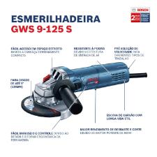 Esmerilhadeira Angular 900W Modelo GWS 9-125S Bosch - 220V