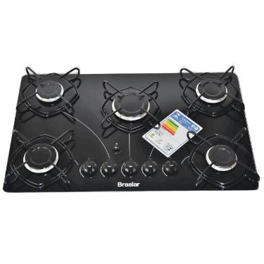 Fog�o Cooktop 5 Bocas Mesa de Vidro Braslar Bivolt