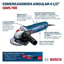 Esmerilhadeira GWS 700 Bosch 710W 220V Azul