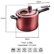 Panela De Press�o com Visor 4,5L Antiaderente Cereja MTA