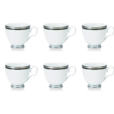 Jogo de x�caras ch� em porcelana Noritake Austin Platinum 6 pe�as