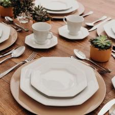 Prato raso sextavado em porcelana Schmidt Prisma 28,5x3cm