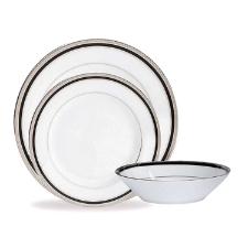 Baixela de pratos em porcelana Noritake Toorak Noir Platinum 18 pe�as